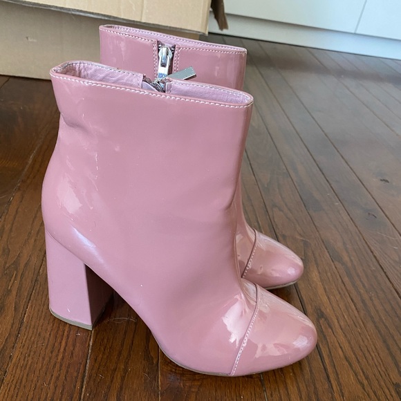 Ever New pink patent faux leather heeled boots - Picture 3 of 5
